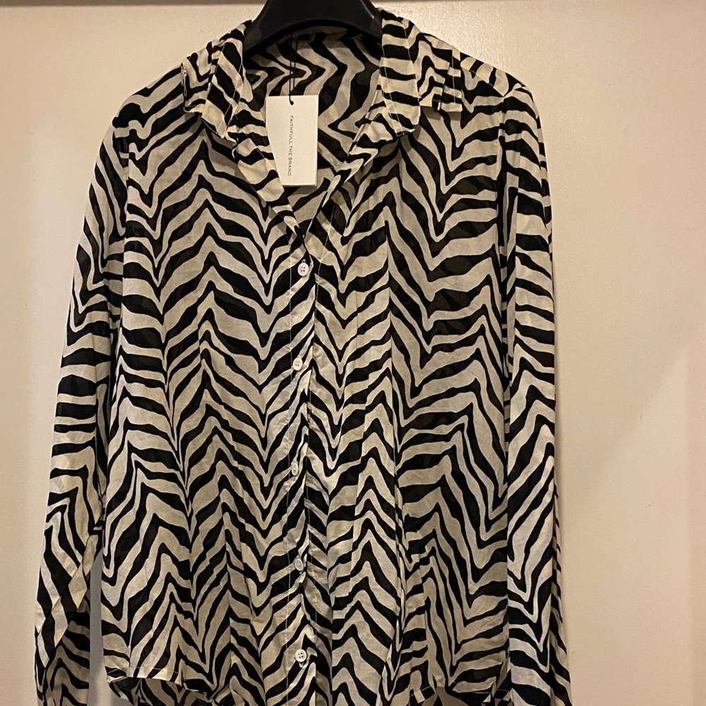 Faithfull the Brand Zebra Print Button-Up Shirt